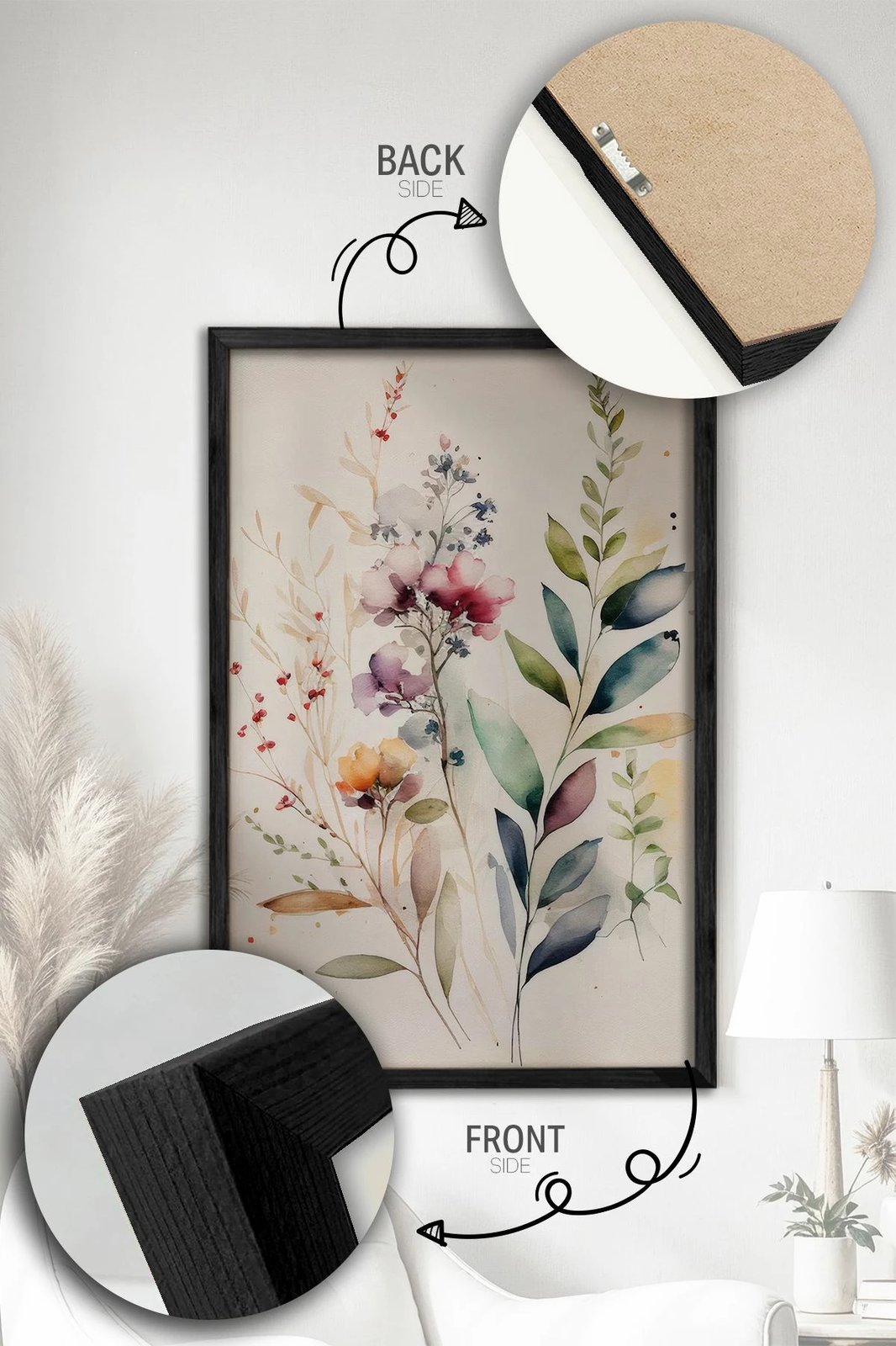 Pikturë dekorative me kornizë (2 copë), Wallity, Ersy2Lımodel37-Sıyah