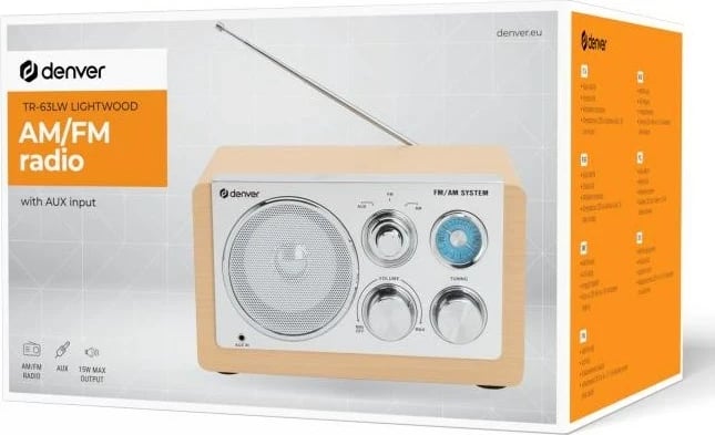Radio personale Denver TR-63LW LIGHTWOOD, analog, bambu/argjend