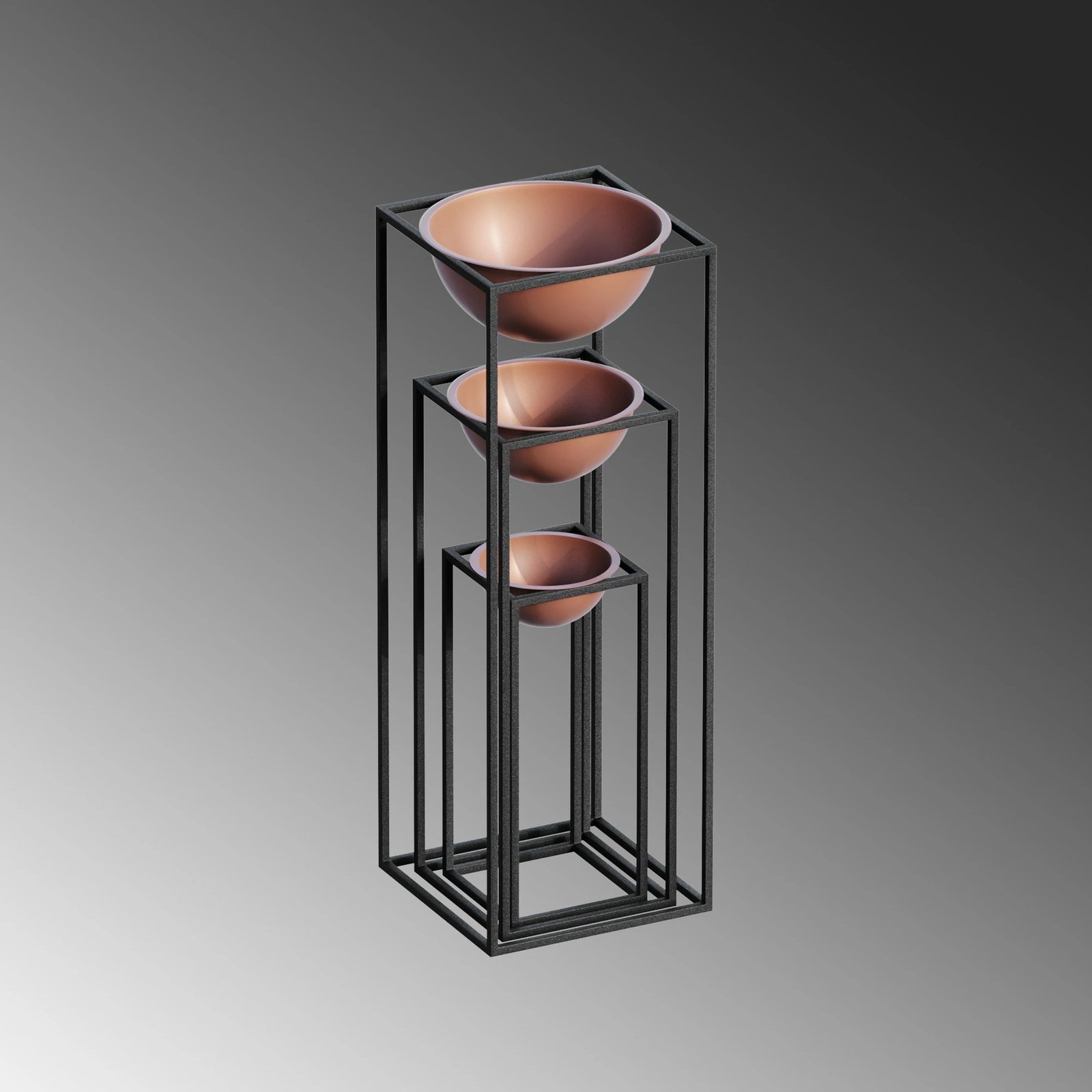 Vazo dekorative, ngjyrë e zezë dhe bakri, Evila Originals, GED-019-B, set prej 3 copësh