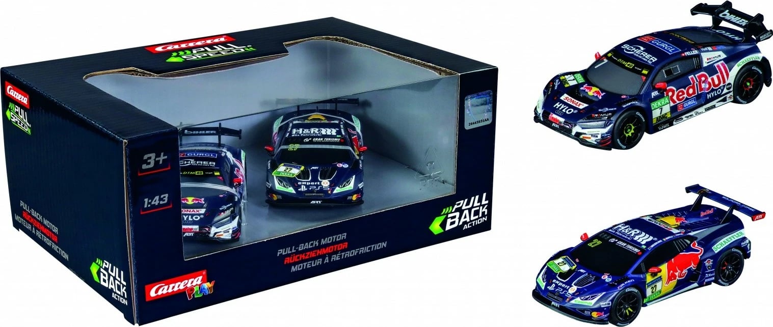 Set vetura lodër Carrera ABT Sportsline RedBull, pull-back, 1:43, multikolor, 2 copë