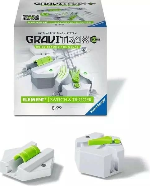 Set aksesorë Ravensburger GraviTrax Power Switch & Trigger, për pista mermeri, i bardhë/jeshil