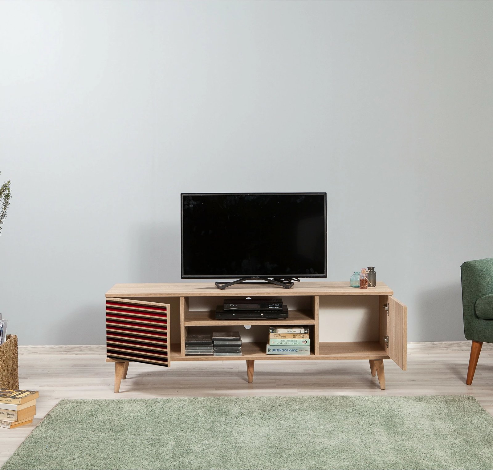 Komodë TV, ngjyrë lisi Sonoma, Skye Decor, Truva-221