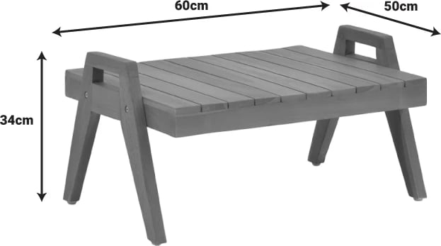 Tavolinë shezlongu, dru tik, ngjyrë natyrale, 60x50x34 cm
