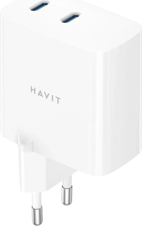 Karikues udhëtimi HAVIT UC45 EU, GaN, 45 W, 2x USB Type-C, i bardhë