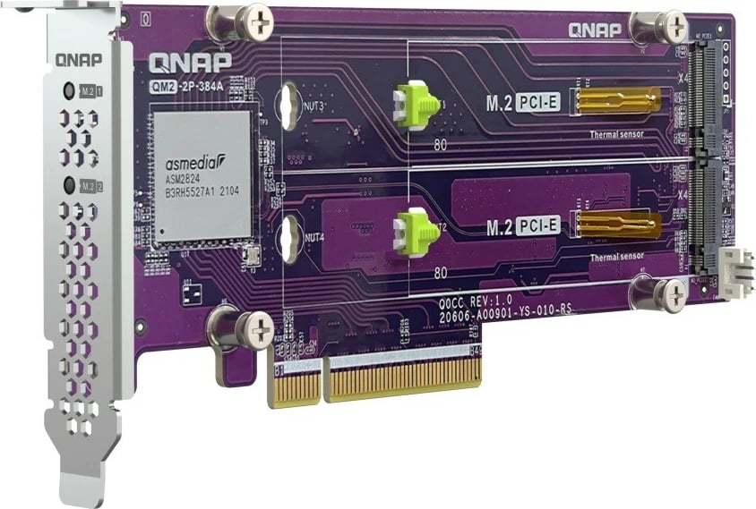 Kartë zgjerimi QNAP QM2-2P-384A, 2x M.2 NVMe, PCIe 3.0, me ftohje, Portokalli