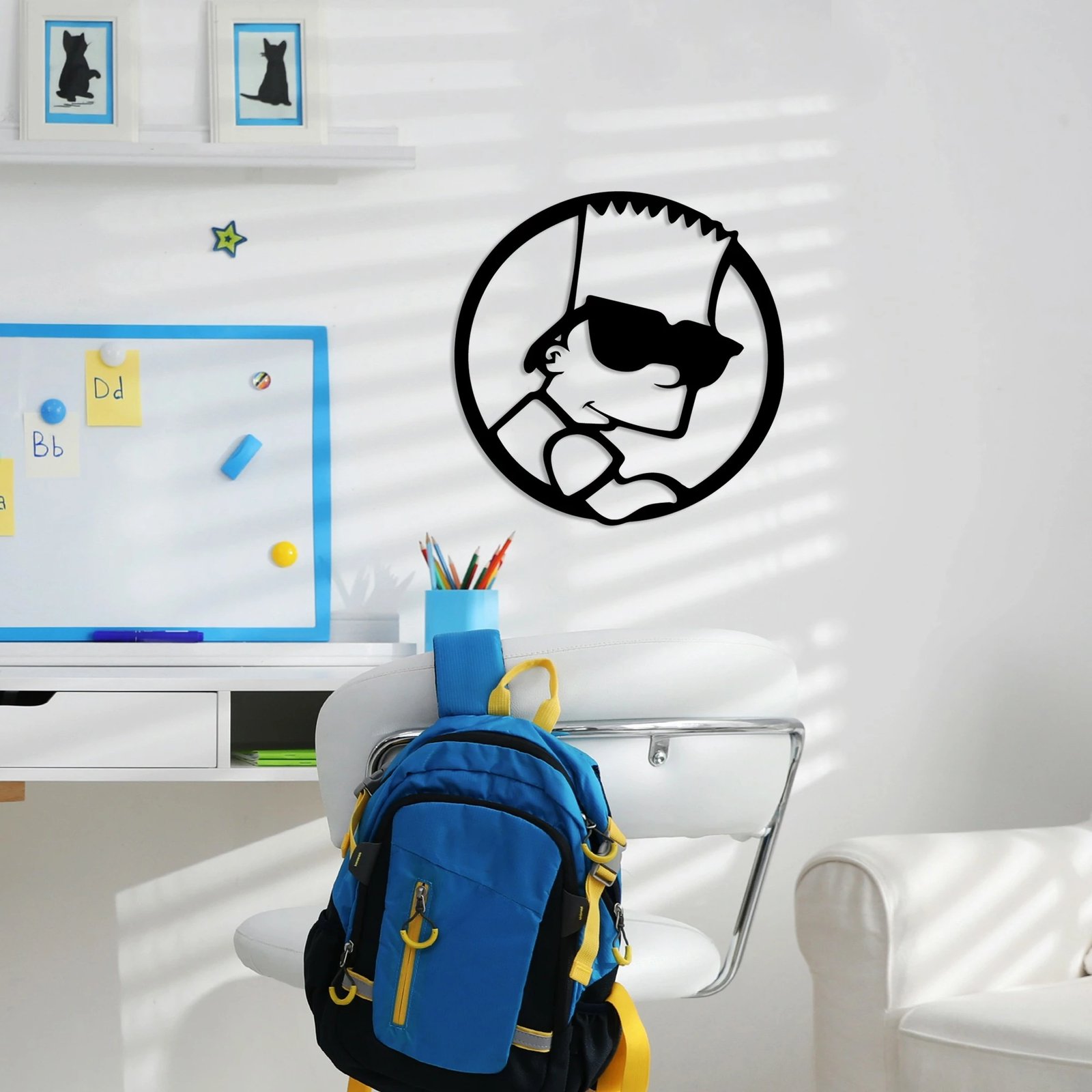 Aksesor dekorativ metalik për mur, Wallity Sımpson 4, ngjyrë e zezë, 33x33cm