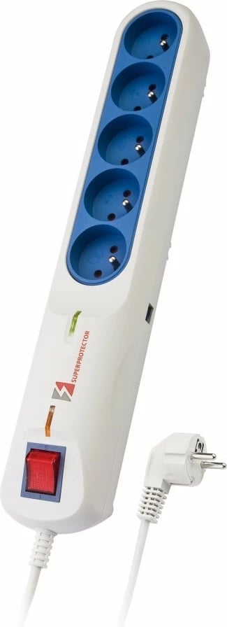 Kasë Lestar LFT-2005, 5 dalje, 1xUSB, 5m, Bardhë