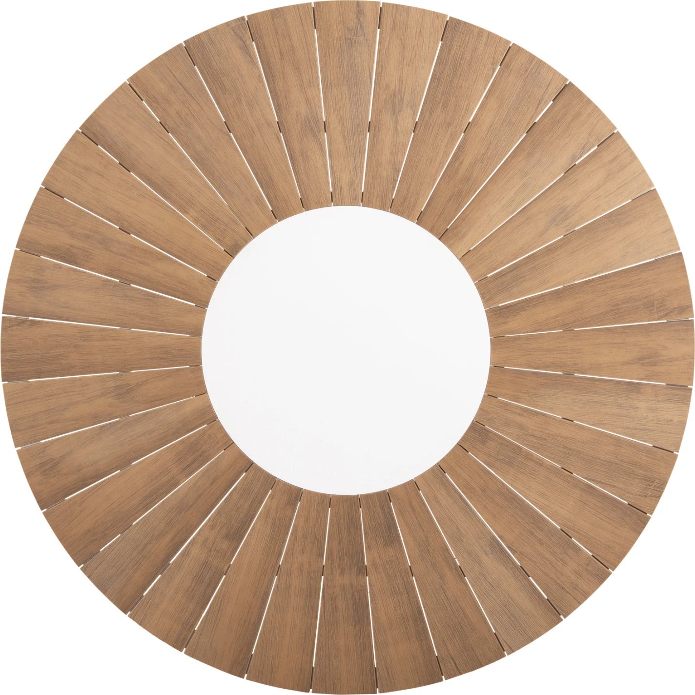 Tavolinë e rrumbullakët për jashtë, MORIL FH6041.02, alumin në të bardhë, polivud në ngjyrë druri natyral, Φ120cm