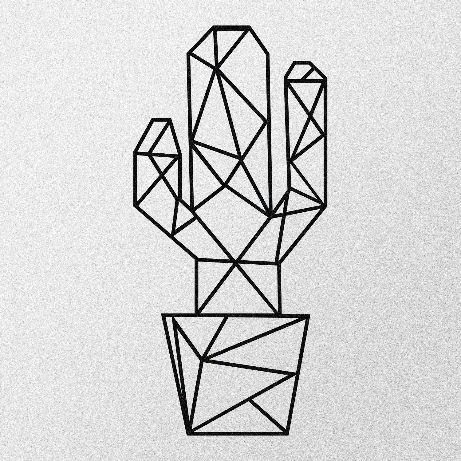 Dekor metalik për mur, kaktus, Wallity, ngjyrë e zezë, 26x55cm