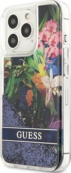 Mbështjellës Guess GUHCP13LLFLSB për iPhone 13/13 Pro 6.1", Flower Liquid Glitter, Blu Mbështjellës Guess GUHCP13LLFLSB për iPhone 13/13 Pro 6.1", Flower Liquid Glitter, Blu