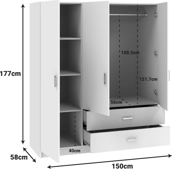 Dollap tre-dyerësh Royal, ngjyrë sonoma, 150x58x177cm