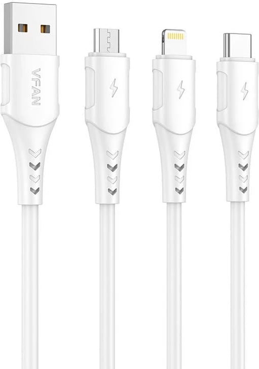 Kabllo USB në Micro USB Vipfan X12MK, 1m, 3A, Bardhë