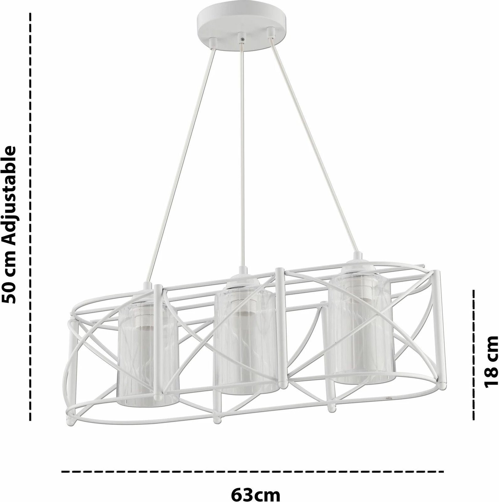 Llambë tavani Opviq, Dratrio, xham i bardhë, transparent