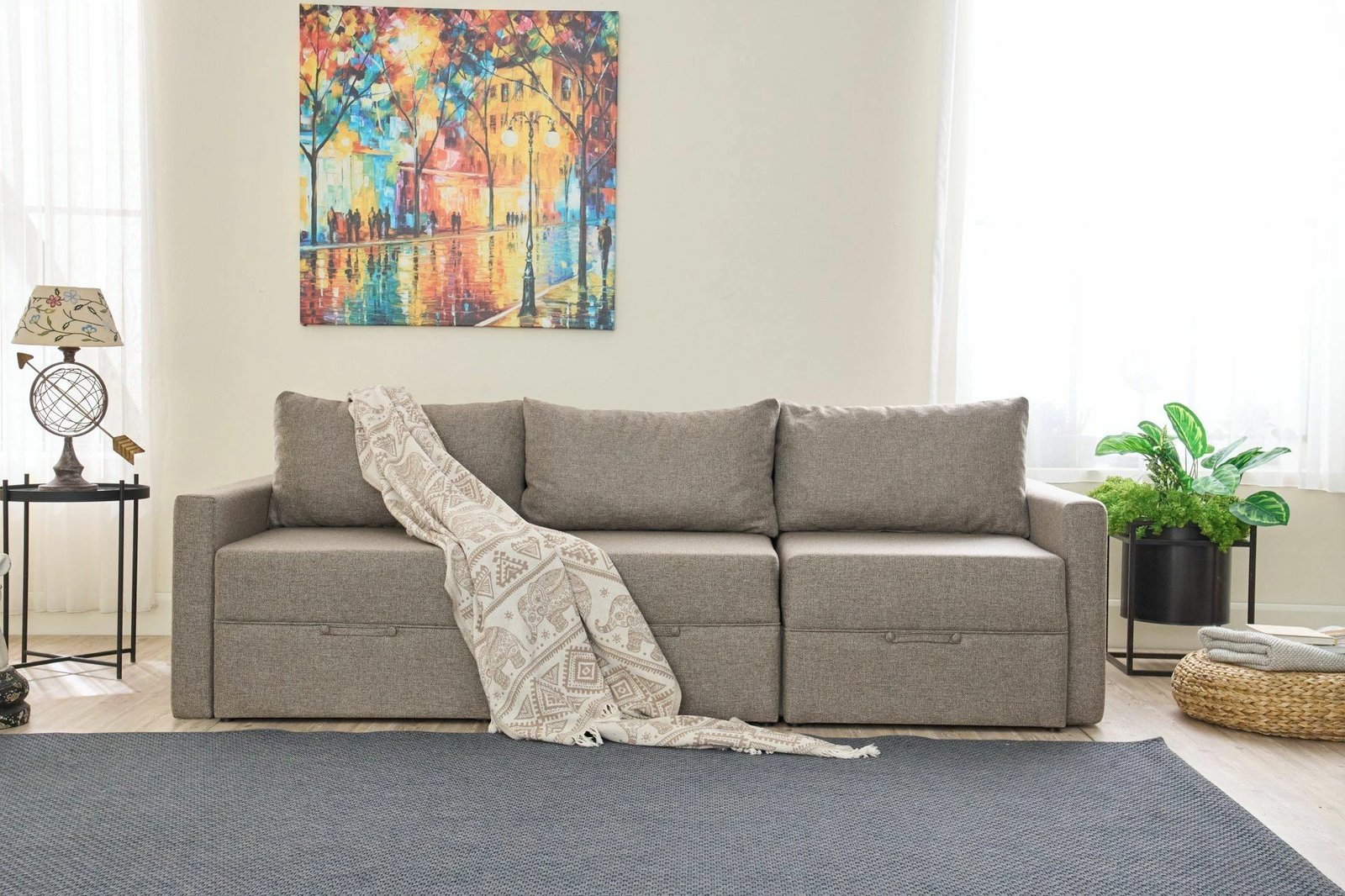 Divan-krevat treshe, Atelier del Sofa, Saros, ngjyrë kafe