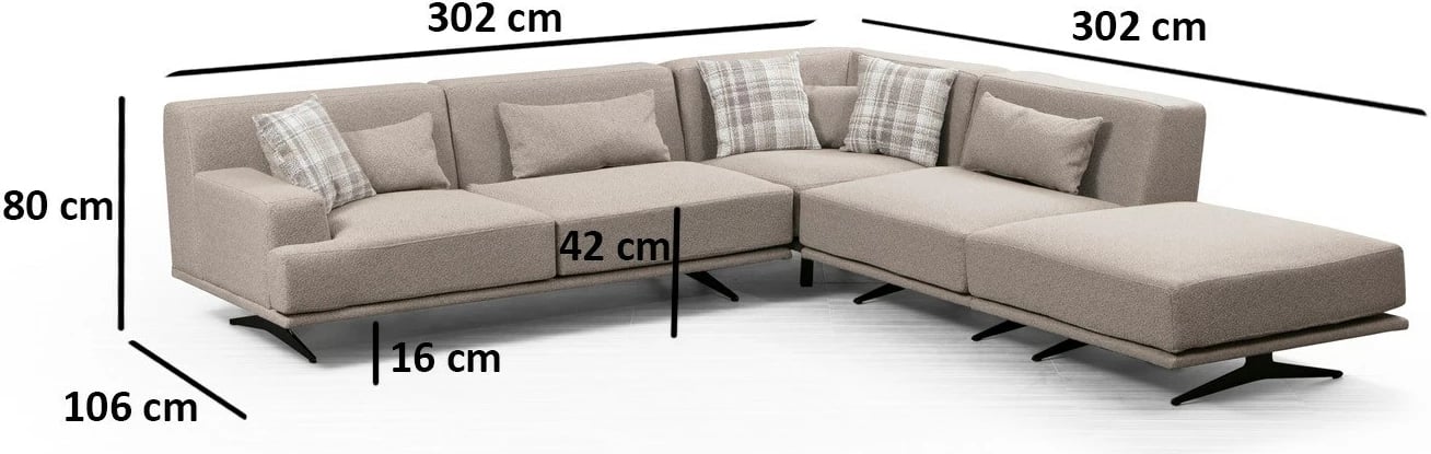 Kënd-sofë Atelier del Sofa, Bentley Corner (L3-C-O1-PUF), bezhë