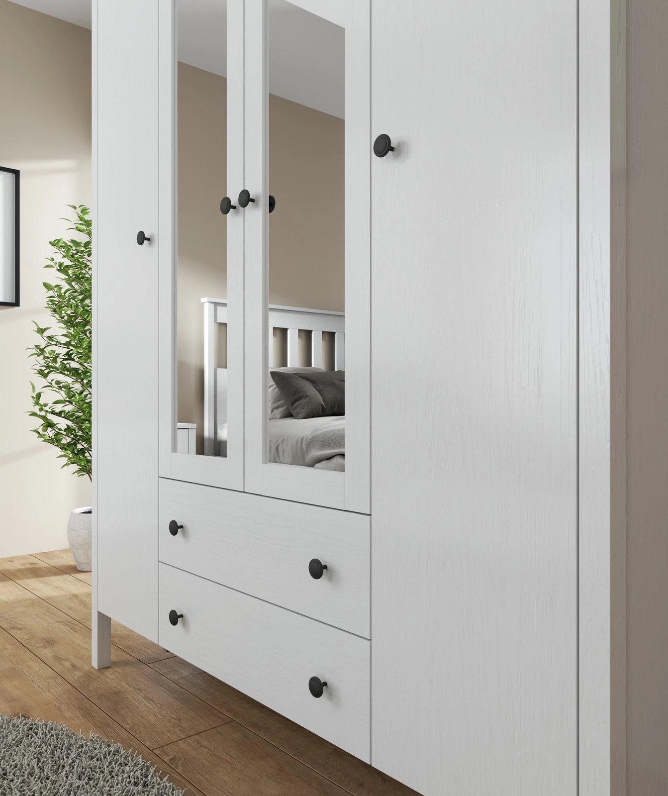 Dollap Hanah Home, FRN-20012, ngjyrë druri dhe e bardhë