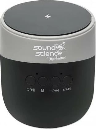 Altoparlant Bluetooth MANHATTAN Sound Science, me pad karikimi wireless, slot MicroSD, i zi/anthracite