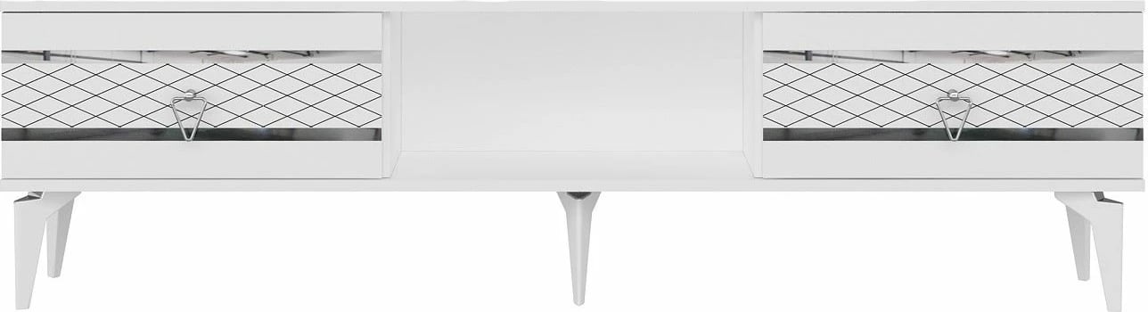 Komodë TV Skye Decor, e bardhë, argjend