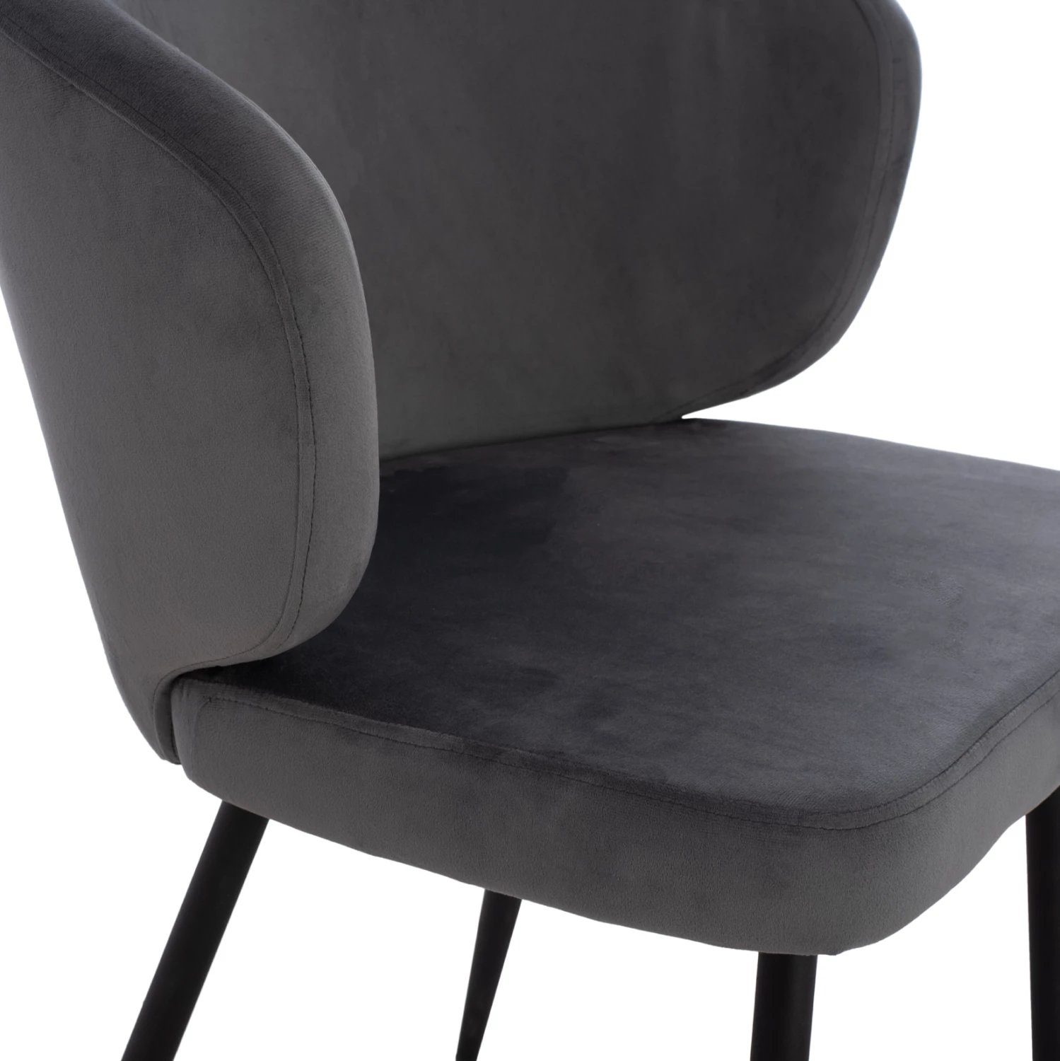 Karrige JIYA me kadife gri & skelet metalik të zi FH8728.01 60x60x85 cm, set prej 2 copë