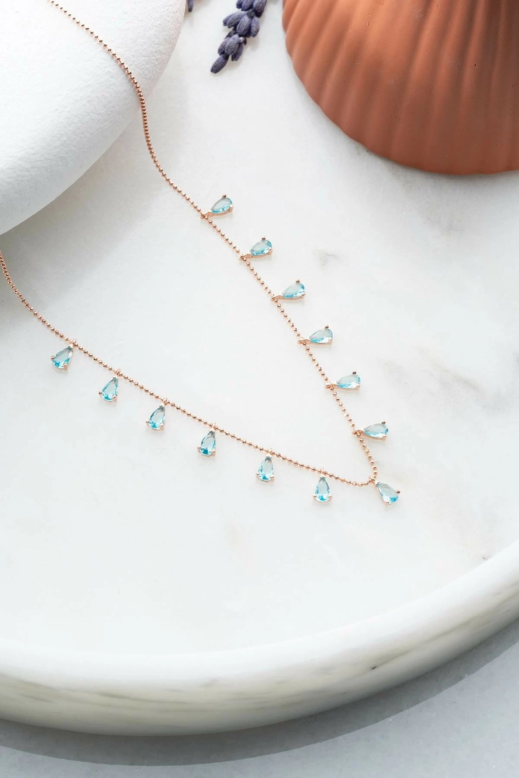 Varëse argjendi Jumeon, ngjyrë ari rozë, gurë akuamarin, NRZ999080