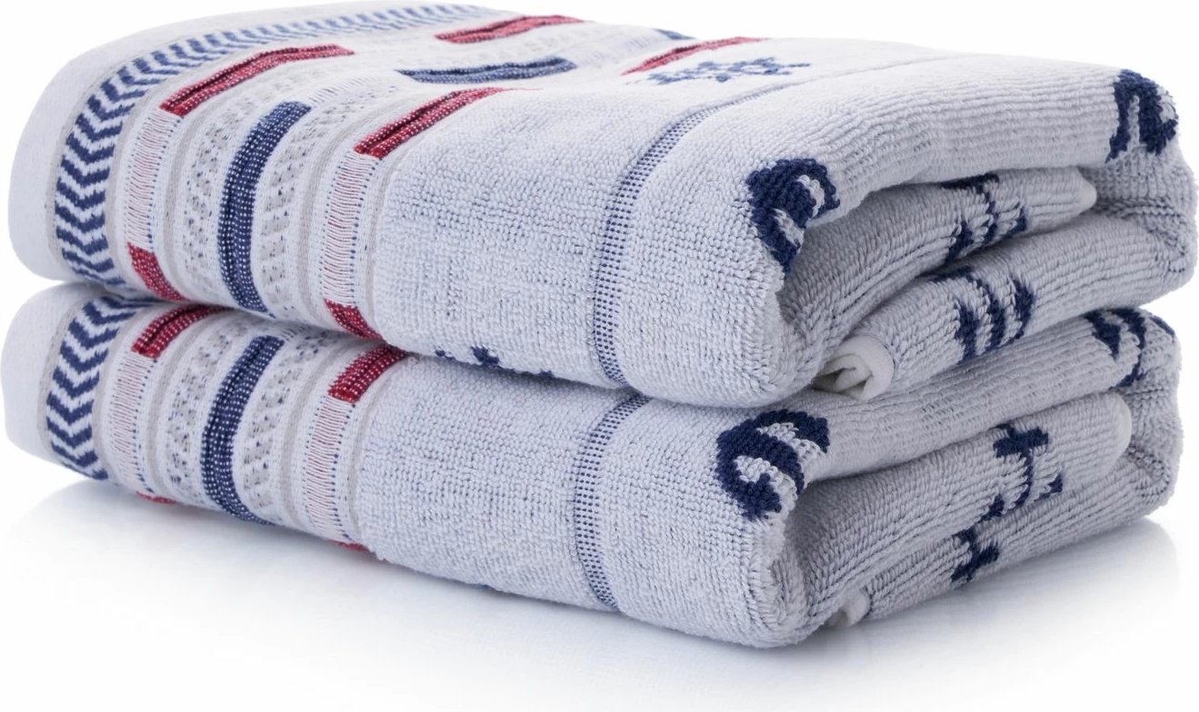 Set peshqirësh banje (2 copë), Mijolnir, marin - e bardhë