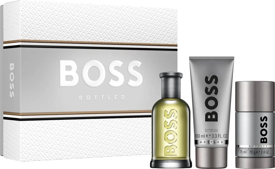 Set Eau de Toilette për meshkuj Hugo Boss Bottled, 100ml + xhel dushi 100ml + deodorant stick 75ml