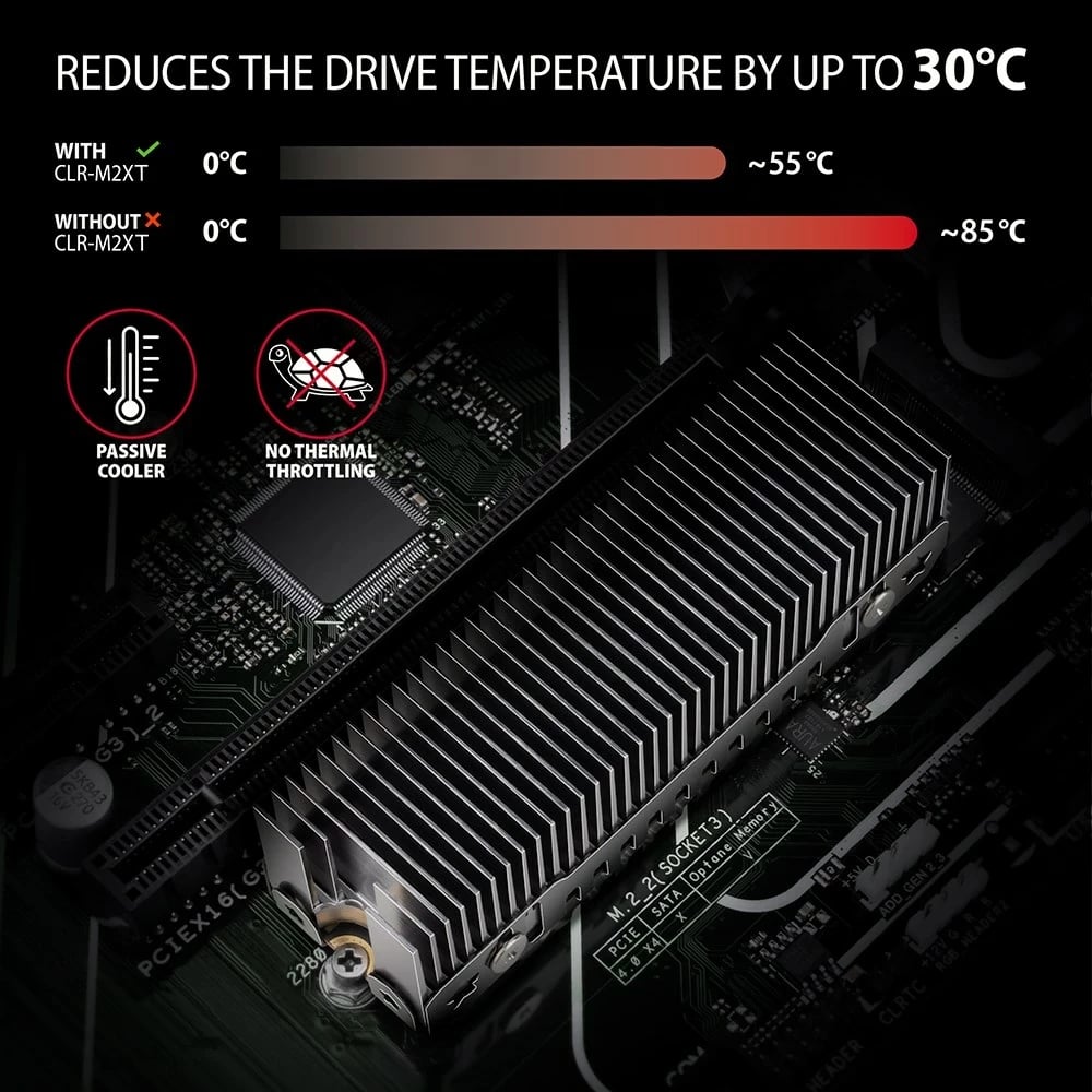 Ftohës pasiv për SSD M.2 NVMe Axagon CLR-M2XT, alumini, i zi/gri