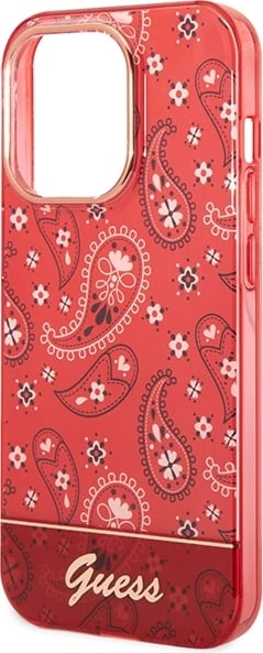 Mbështjellës Guess GUHCP14LHGBNHR për iPhone 14 Pro 6.1", Bandana Paisley, Kuq