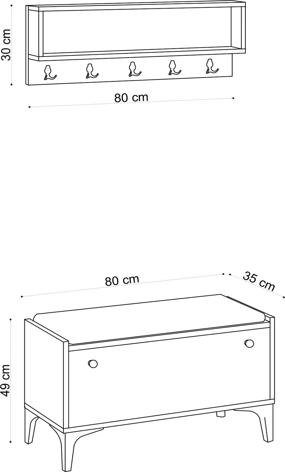Dollap këpucësh Lena, ngjyrë lisi, me raft për xhaketa