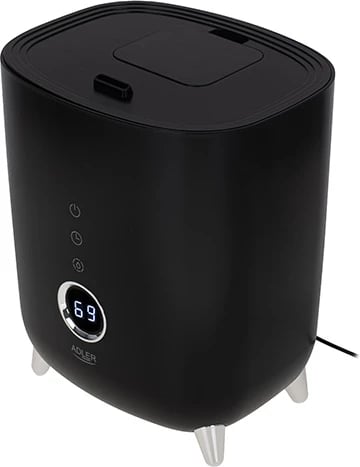 Lagështues ultrasonik, Adler, AD 7972, depozitë 4L, kapacitet 150-300 ml/orë, zonë deri 35 m2, ekran LED me touch, timer, aromaterapi, i zi