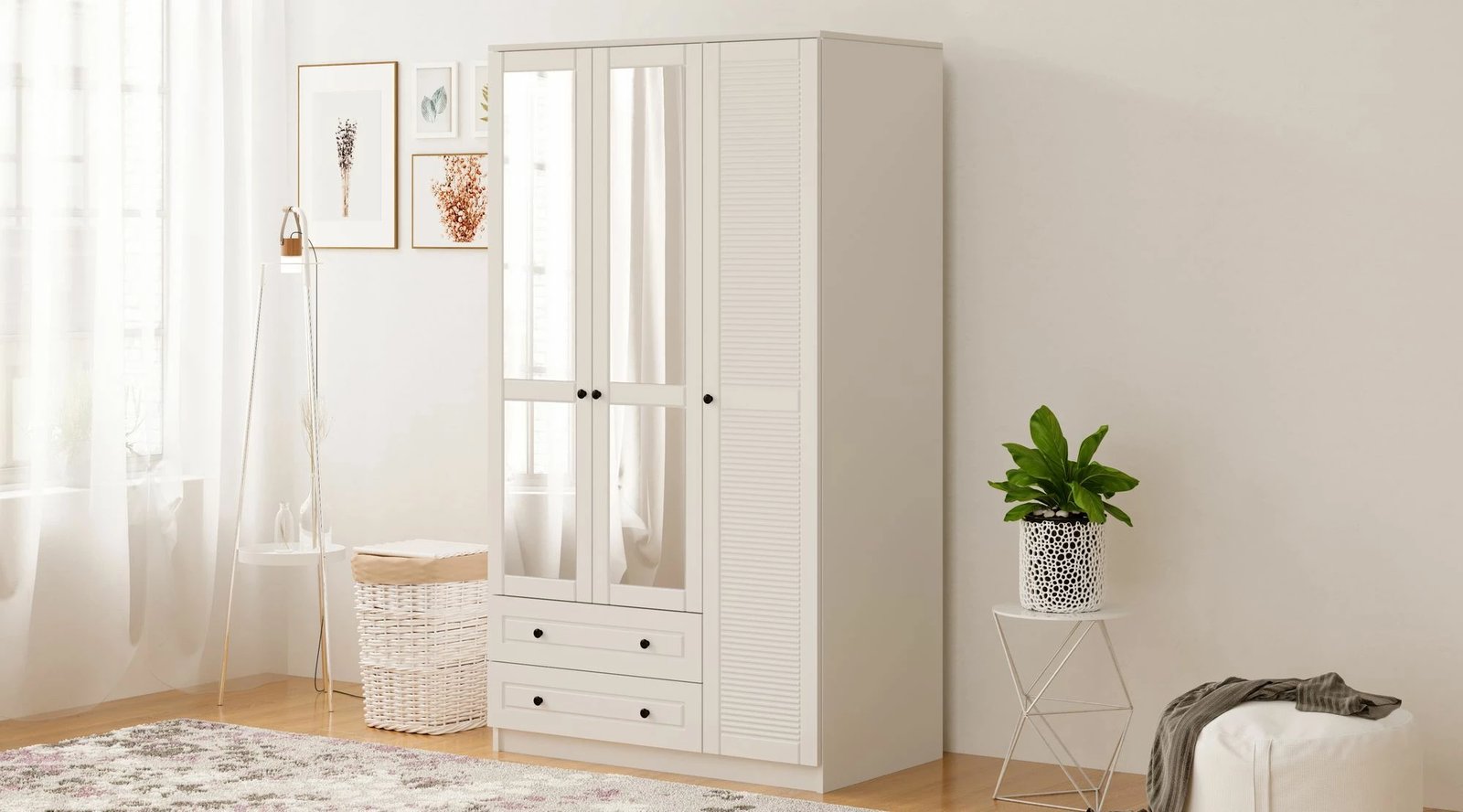 Dollap rrobash Skye Decor, ngjyrë e bardhë mat, Rb-062-02