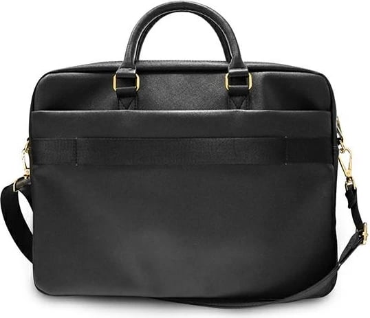 Çantë laptopi Guess Saffiano Script, deri 16", e zezë