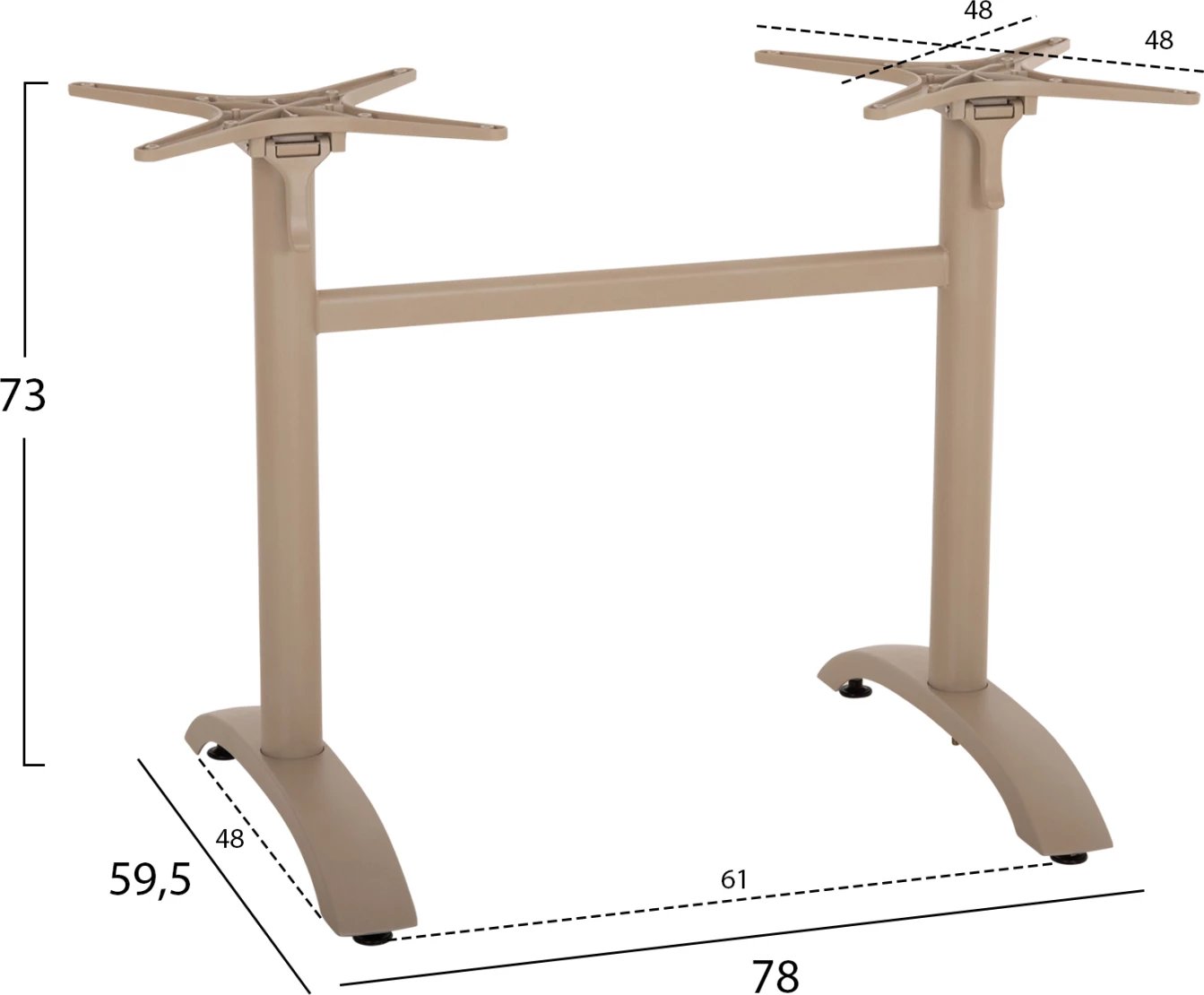 Bazë tavoline me 2 kolona, krosat palosëse, alumin, ngjyrë kapuçino, FH468.25, 78x59.5x73cm