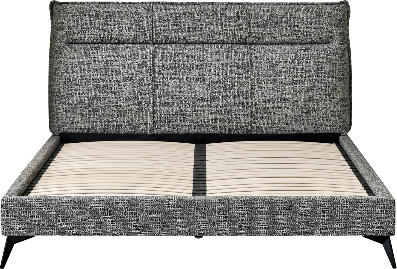 Krevat dopio LIGNUM, stof gri, këmbë metalike të zeza, për dyshek 160x200cm