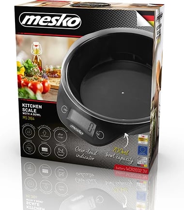 Peshore kuzhine, Adler MS 3164, kapacitet 5 kg, ndarje 1 g, tas plastik 700 ml, ekran LCD, e zezë