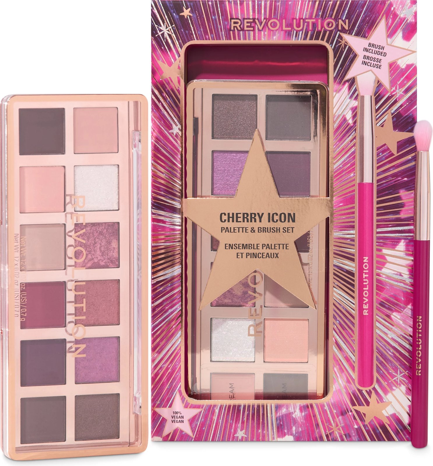 Revolution Beauty Berry Icon Palette and Brush Make Up Set - Gift Set