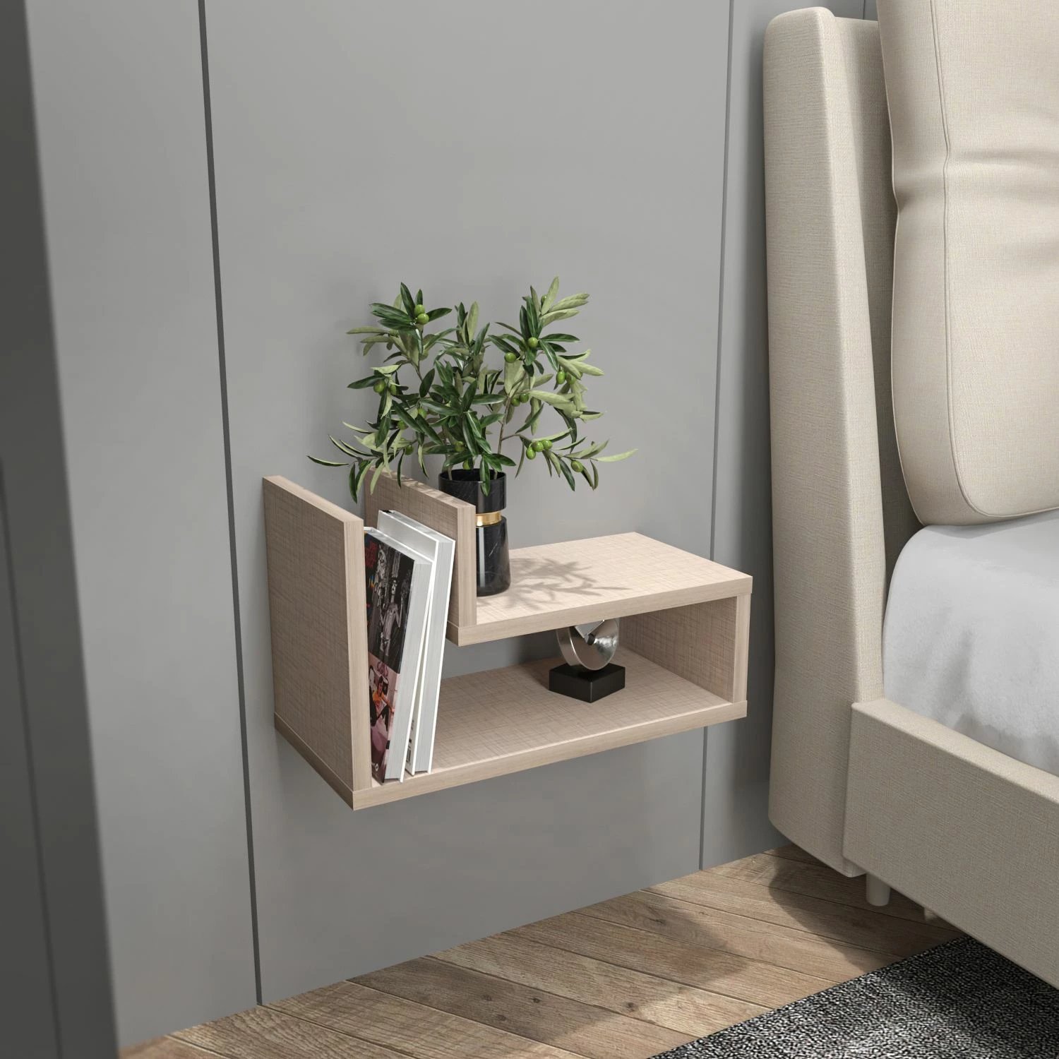 Komodinë nate, Skye Decor, Lara, bezhë