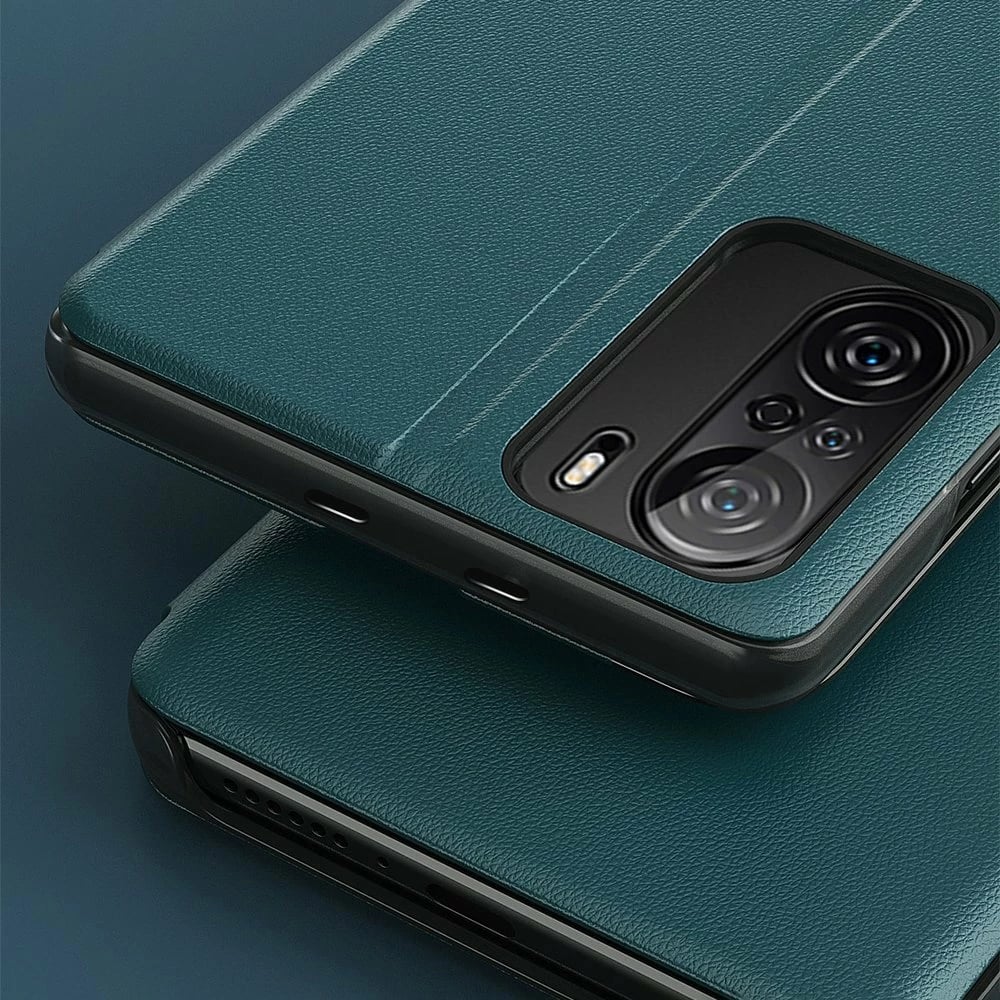 Mbështjellës Hurtel Eco Leather View Case për Xiaomi Poco F3 / Redmi K40 / K40 Pro / K40 Pro+, portokalli