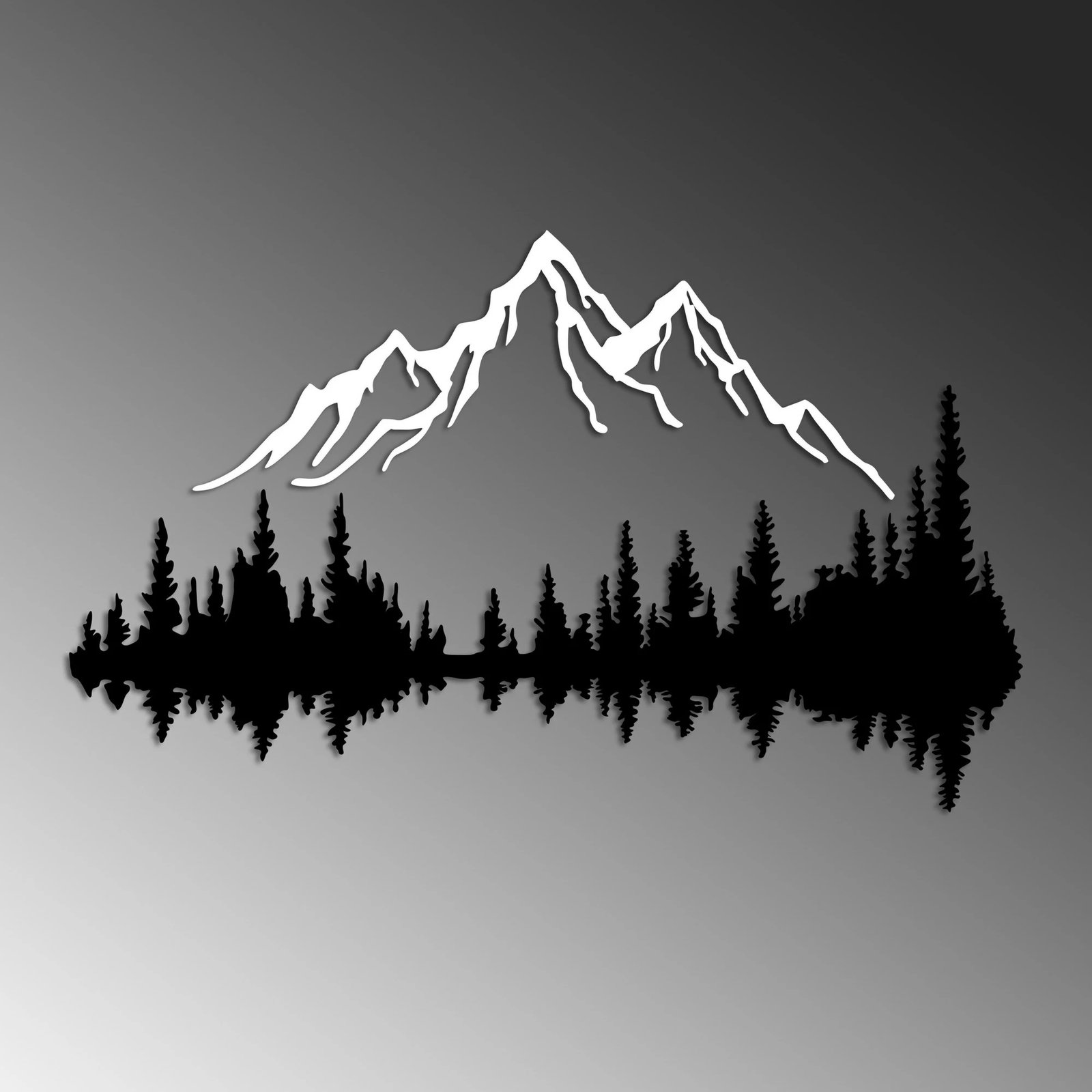 Aksesor muri dekorativ prej metali, Wallity, natyrë dhe male - 8, ngjyrë e zezë dhe e bardhë