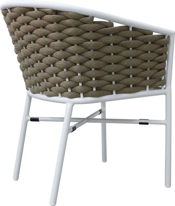 Karrige alumini Noevo e grumbullueshme me kornizë të bardhë-litar natyral 57x62x77cm