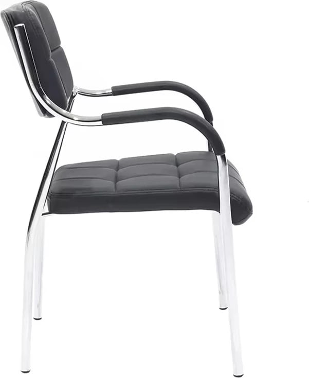 Karrige pritjeje e grumbullueshme Otlen, lëkurë sintetike e zezë, këmbë kromi, 47x45x87cm