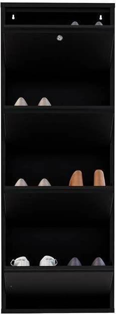 Dollap për këpucë, metalik, 4 pjesë, ngjyrë e zezë, Skye Decor