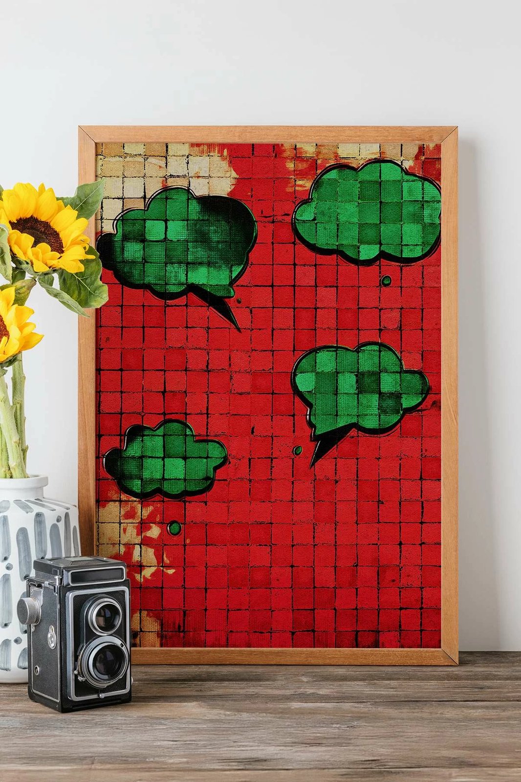 Pikturë dekorative me kornizë, Popmosaıc26, shumëngjyrëshe