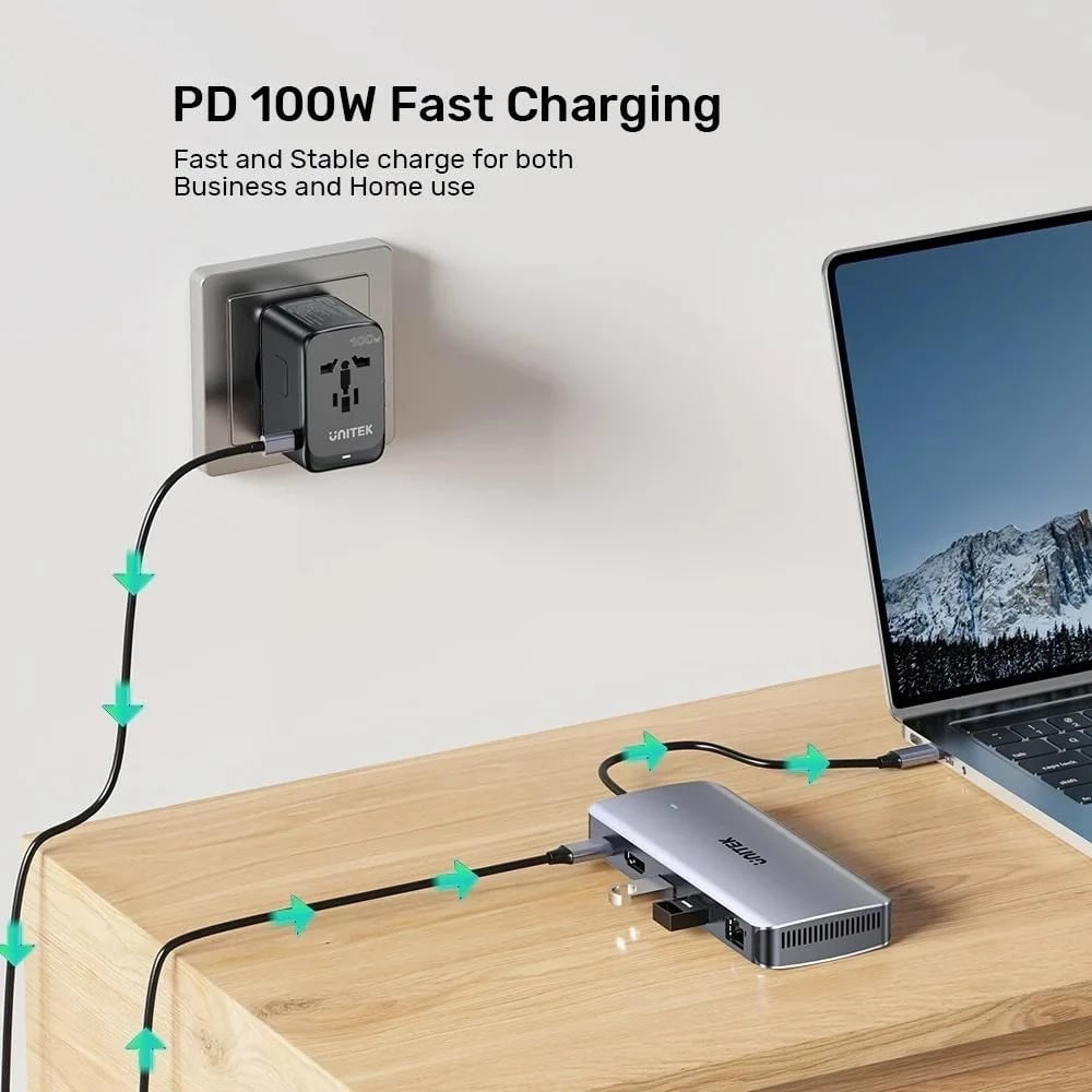 Hub USB-C UNITEK Active, 10Gbps, M.2, HDMI, PD 100W, Gri