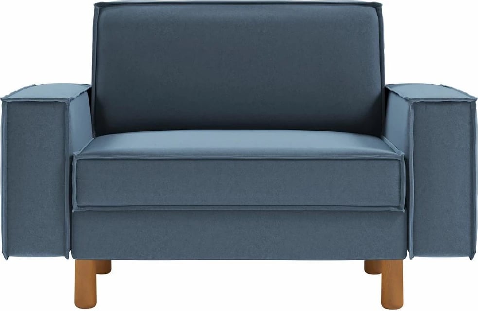 Karrige një vendëshe Sparrow, ngjyrë ocean blue, këmbë druri walnut