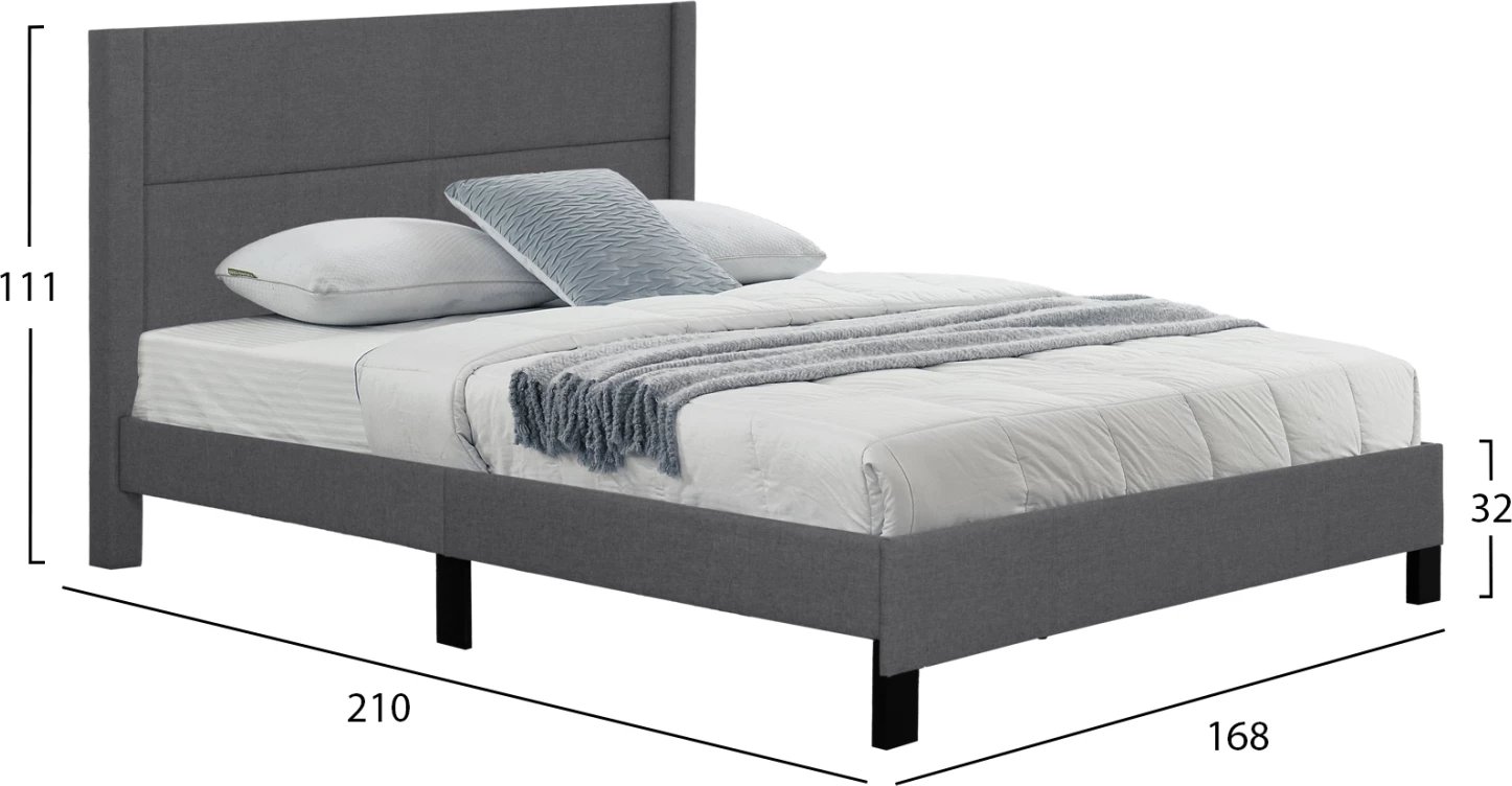 Krevat dopio TRILLOP, material tekstili gri, 160x200cm, FH666.12
