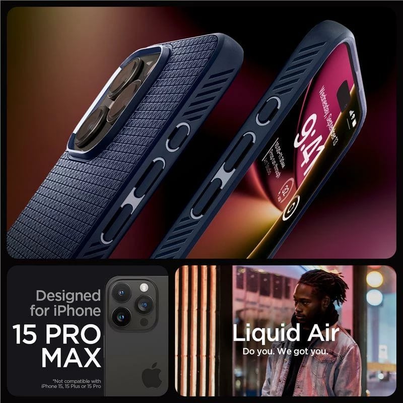 Mbështjellës Spigen Liquid Air për iPhone 15 Pro Max, Blu