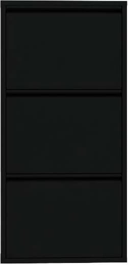 Dollap këpucësh, 3 pjesë, metalik, ngjyrë e zezë, Skye Decor