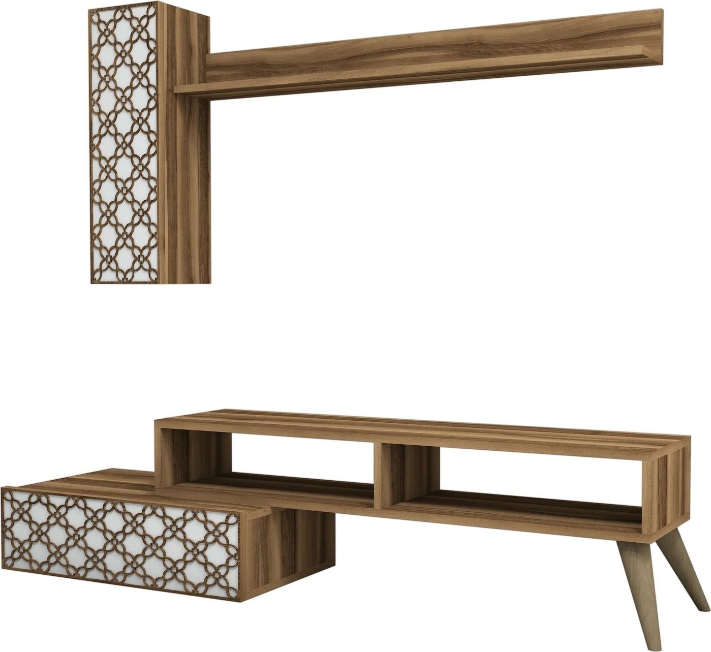 Komodë TV Hanah Home, Planet, ngjyrë arre dhe e bardhë