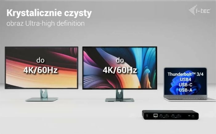 Kasë docking i-tec CADUA4KDOCKPDB100, 2x DisplayPort, 2x HDMI, 5x USB, RJ-45, 85W Power Delivery, me karikues USB-C, e zezë